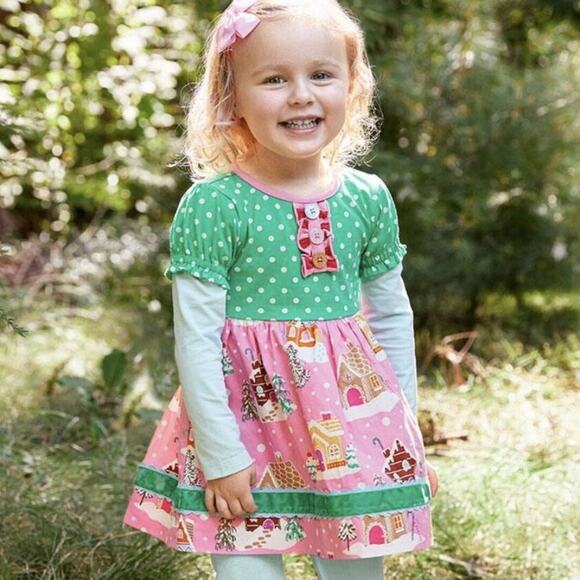 Matilda Jane Gingerbread Village Dress Girls 2 Christmas Twirl Dress Candy - Picture 1 of 11